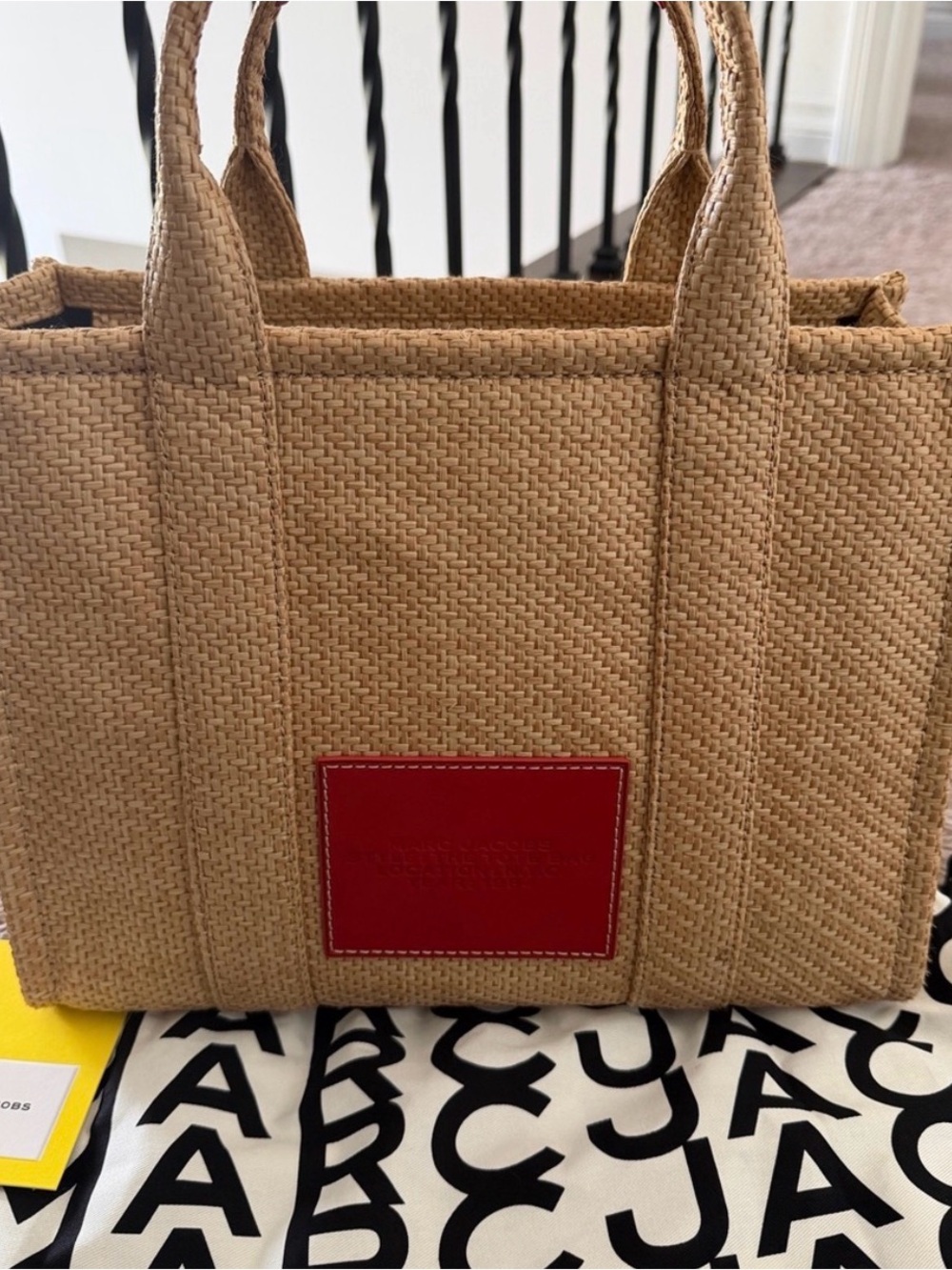 Marc Jacobs Tan Straw Tote with Colorful Floral Embroidery - Picture 2 of 3